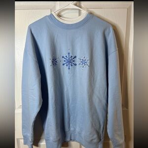 M&C Sportswear Snowflake Embroidered Crewneck Sweatshirt Blue Size 1X